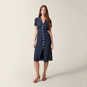 Rouje Marin Dress in Crinkle Indigo - sz 4